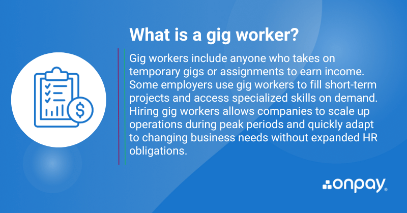 This graphic appears in an article about gig workers and how employers use them to complete projects.